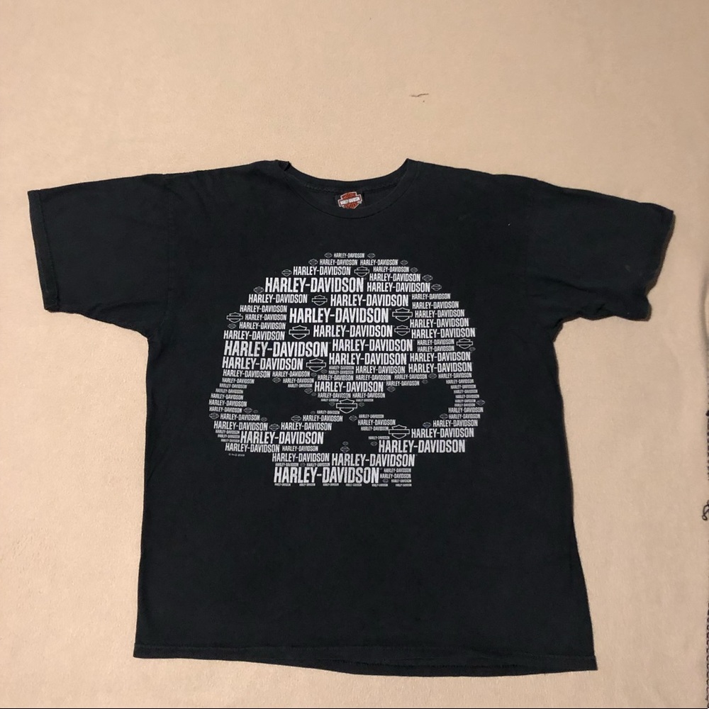 vintage Harley Davidson skull made up of Harley letters